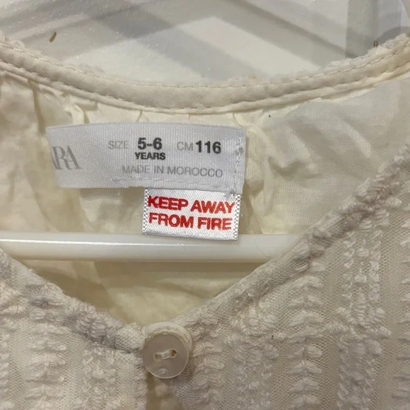 Zara Cream Textured Kids Dress - Picture 2 of 5